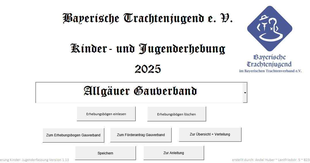 Deckblatt Erhebungsbogen Gaue